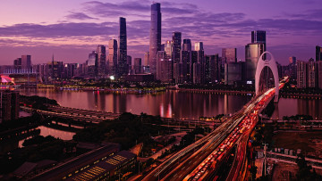 обоя guangzhou, china, города, - огни ночного города, мегаполис, город, китай, гуанчжоу
