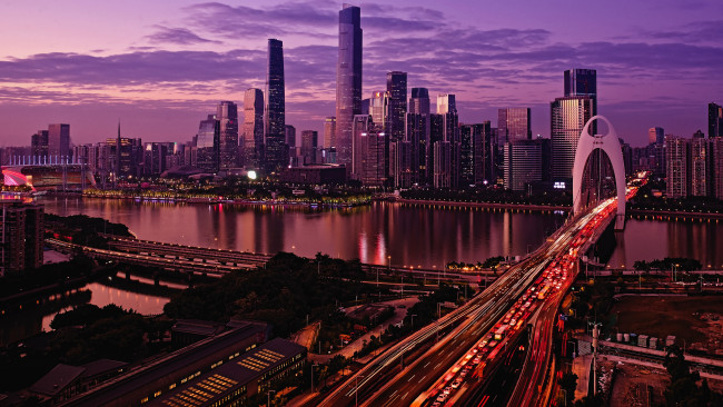 Обои картинки фото guangzhou, china, города, - огни ночного города, мегаполис, город, китай, гуанчжоу