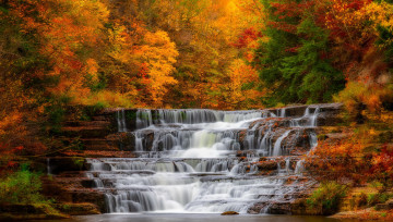 Картинка природа водопады осень река водопад