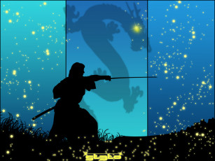 Картинка ночной самурай векторная графика