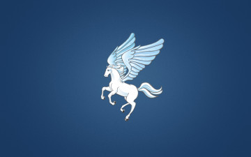 Картинка рисованные минимализм крылья белая лошадь пегас pegasus синий фон