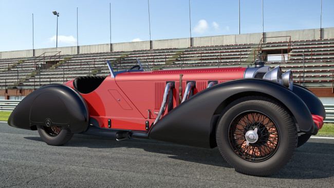 Обои картинки фото автомобили, 3д, ssk, 710, mercedes, benz, 1930, trossi, roadster