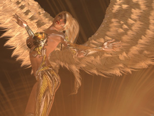 Картинка 3д+графика ангел+ angel девушка взгляд фон крылья ангел