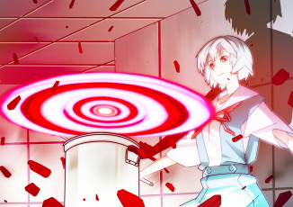 Картинка аниме evangelion круг кастрюля комната осколки арт девушка neon genesis