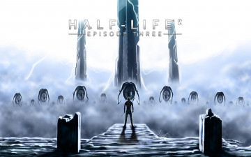 обоя видео игры, half-life 2, халф-лайф, монстры, туман, пристань