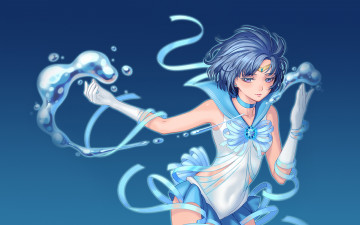 Картинка аниме sailor+moon тег bishoujo senshi sailor moon девушка mizuno ami mercury перчатки вода