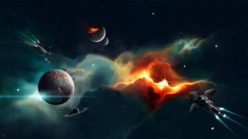 Картинка фэнтези космические+корабли +звездолеты +станции вселенная полет космический корабль планета