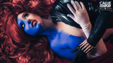 Картинка разное  + косплей костюм   девушка mystique синяя кожа callie+
