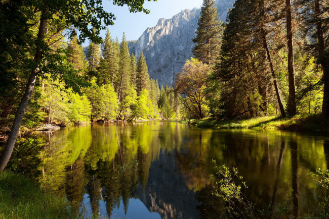 Обои картинки фото природа, реки, озера, отражение, горы, река, деревья