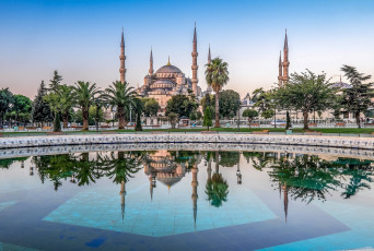 обоя города, стамбул , турция, blue, mosque