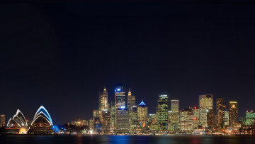 Картинка города сидней+ австралия небоскребы ночь огни