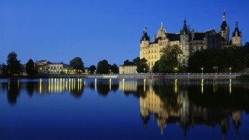 обоя города, замок шверин , германия, schwerin, castle