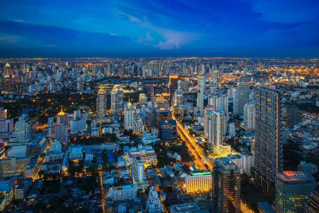 Обои картинки фото bangkok, города, бангкок , таиланд, панорама, огни, ночь