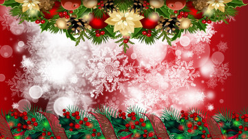 Картинка праздничные векторная+графика+ новый+год снежинки фон шары ветки