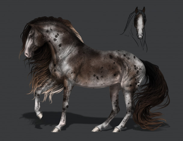 Обои картинки фото рисованное, животные,  лошади, конь, фон