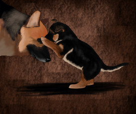 Картинка рисованное животные +собаки фон щенок собака