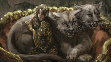 Картинка фэнтези красавицы+и+чудовища девушка кошки