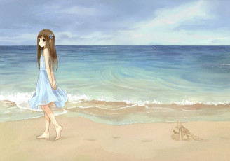 Картинка аниме *unknown другое девушка пляж море