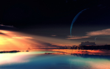 Картинка 3д графика atmosphere mood атмосфера настроения закат море планеты