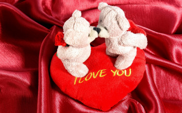 Картинка праздничные день св валентина сердечки любовь поцелуй мишки сердечко