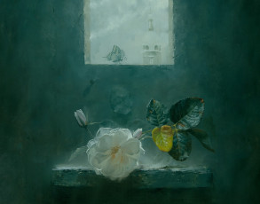 Картинка рисованные алексей антонов роза у окна бабочка