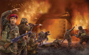 Картинка рисованные армия market garden маркет гарден операция солдаты захват мостов