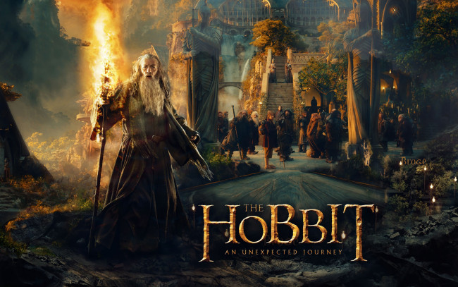 Обои картинки фото the, hobbit, an, unexpected, journey, кино, фильмы, замок, старец, факел