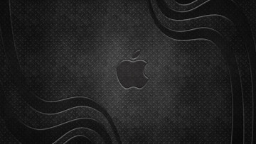 Картинка компьютеры apple металл серый волны рубчик яблоко фон лого