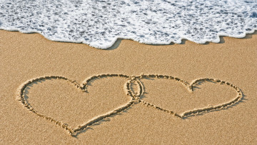 обоя праздничные, день святого валентина,  сердечки,  любовь, настроения, написано, сердце, любовь, песок, сердечки