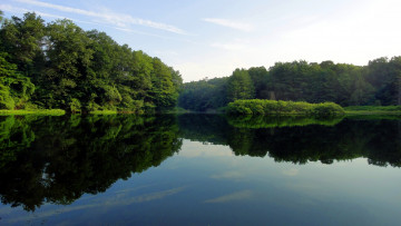 Картинка природа реки озера гладь озеро деревья вода зелень отражение