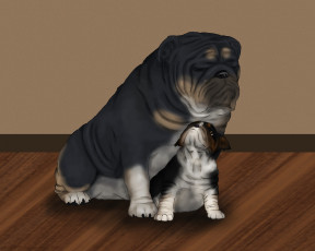 Картинка рисованное животные +собаки щенок собака фон