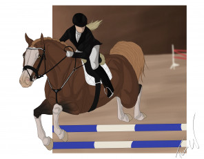 Картинка рисованное животные +лошади жокей скачки лошадь ипподром