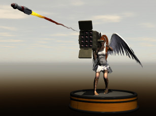 Картинка 3д+графика ангел+ angel девушка ангел оружие фон взгляд