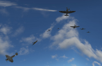 Картинка 3д+графика аниме+ anime самолеты полет небо облака