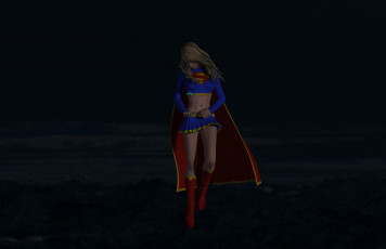 Картинка supergirl 3д+графика фантазия+ fantasy взгляд супермен девушка фон
