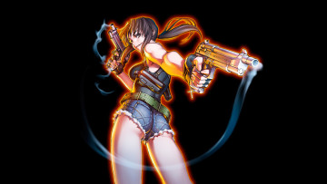Картинка аниме black+lagoon девушка пистолет оружие кобура revy hiroe rei дым