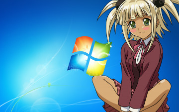 обоя компьютеры, windows 7 , vienna, взгляд, фон, девушка