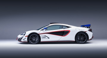 обоя mclaren 570s gt4-mso x no8 white red and blue accents 2018, автомобили, mclaren, 570s, gt4-mso, x, no8, white, red, blue, accents, 2018