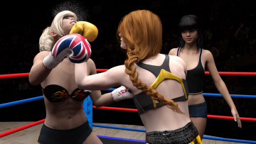 Картинка 3д+графика спорт+ sport бокс ринг фон девушки взгляд