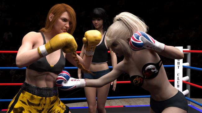 Обои картинки фото 3д графика, спорт , sport, взгляд, фон, девушки, ринг, бокс