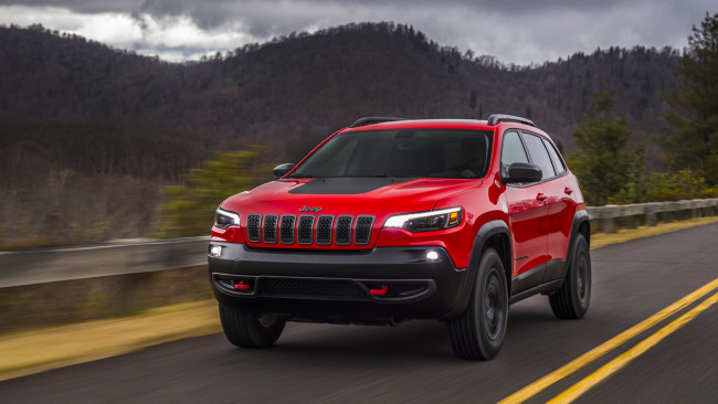 Обои картинки фото jeep cherokee trailhawk 2019, автомобили, jeep, red, 2019, trailhawk, cherokee