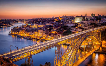Картинка города порту+ португалия мост