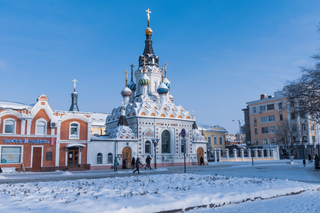 Обои картинки фото города, - православные церкви,  монастыри, зима, саратов, церковь, улица