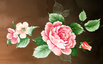 Картинка рисованное цветы роза бутон шиповник