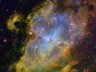 Картинка внутри туманности орла космос галактики