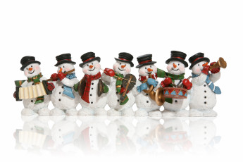 обоя праздничные, снеговики, музыкальные, инструменты, оркестр, snowmans, рождество