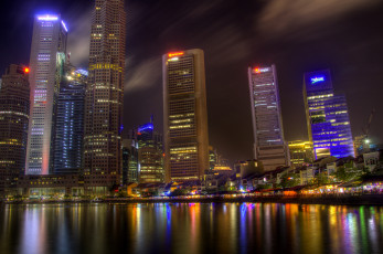 обоя города, сингапур, ночь, здания