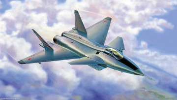 Картинка миг 44 авиация 3д рисованые graphic пятого поколения истребитель российский