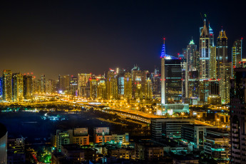 Картинка dubai +uae города дубаи+ оаэ дубай небоскрёбы здания панорама ночной город uae