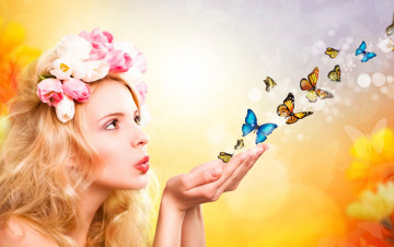 Картинка девушки -unsort+ креатив ладони цветы девушка бабочки